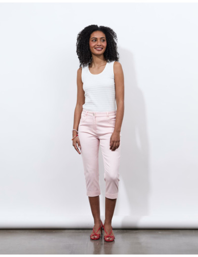 Pantalon corsaire slim uni ROSE PALE Femme