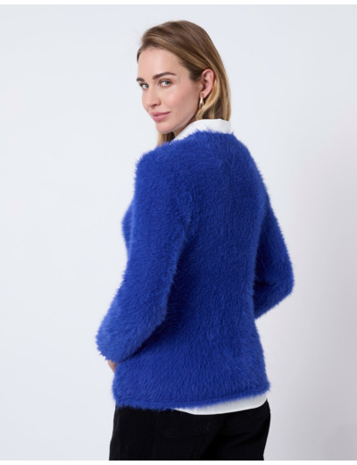 Pull épais uni BLEU Femme