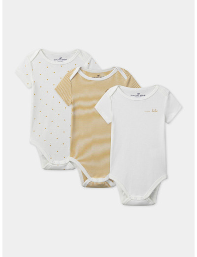 Lot de 3 bodies bébé garçon à manches courtes en coton issu de l'agriculture biologique
