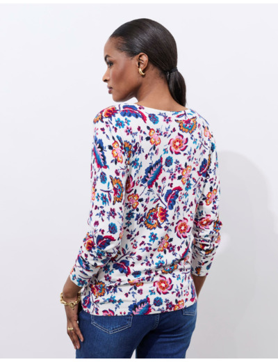 Pull fin imprimé ECRU Femme