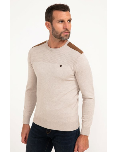 Pull col rond uni suede