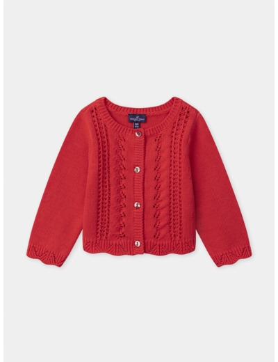 Cardigan ajouré rouge Bébé Fille