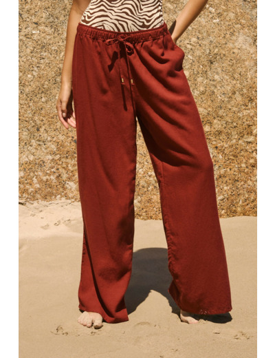 Pantalon fluide élastiqué,Pantalon fluide élastiqué;${refinementColor}