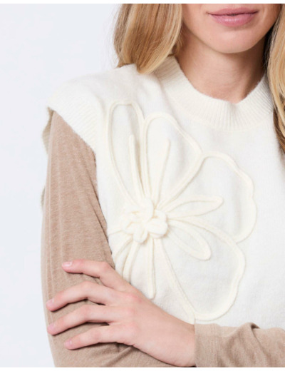 Pull fin uni ECRU Femme