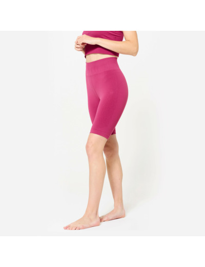 Short / cycliste yoga sans couture motif gingko marron