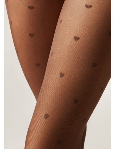 Collant Transparent 30 Deniers Petits Cœurs