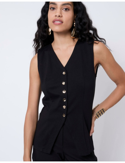 Gilet sans manches uni NOIR Femme