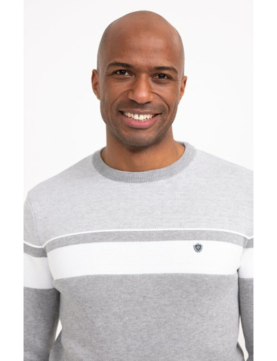 Pull col rond rayé Grisy
