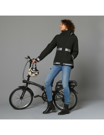 VESTE PLUIE CHAUDE VELO VILLE VISIBILITE NUIT 540 FEMME NOIR
