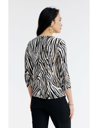 Tee-shirt imprimé zèbre manches 3/4