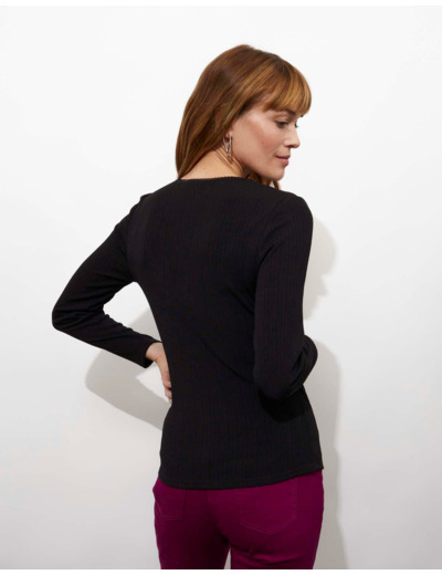 Cache-coeur manches longues uni NOIR Femme