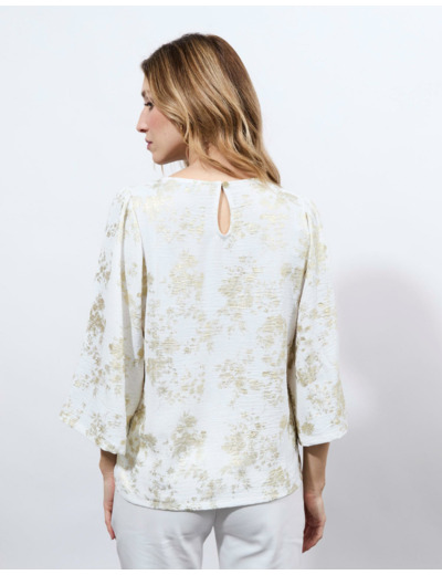 Blouse manches 3/4 unie BLANC Femme