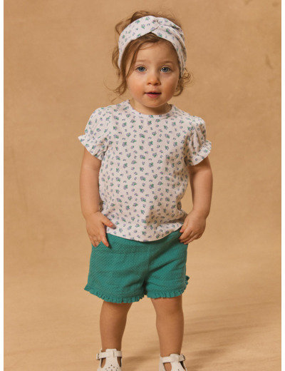 Ensemble tshirt imprimé fleuri, short et bandeau