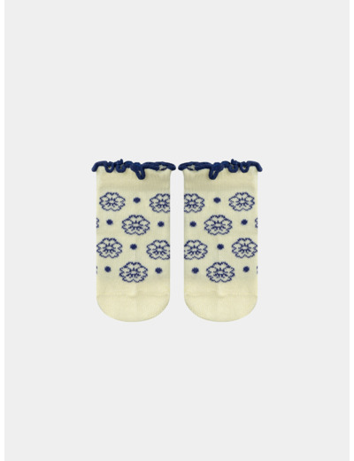 Chaussettes Jacquard Fleur Jaune Pâle