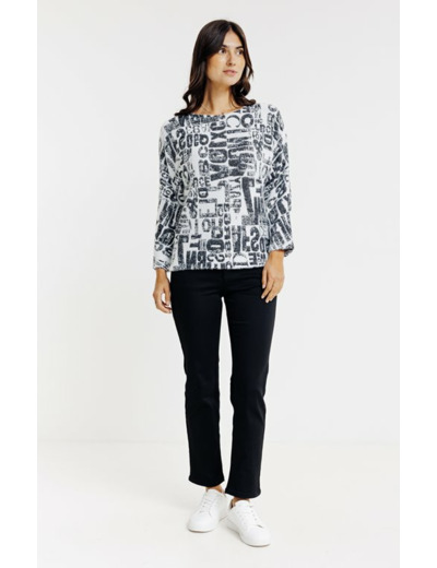 T-shirt jacquard manches chauve-souris