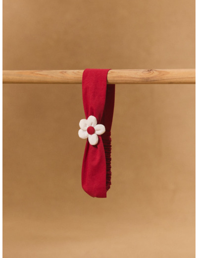 Bandeau rouge avec fleur 3D