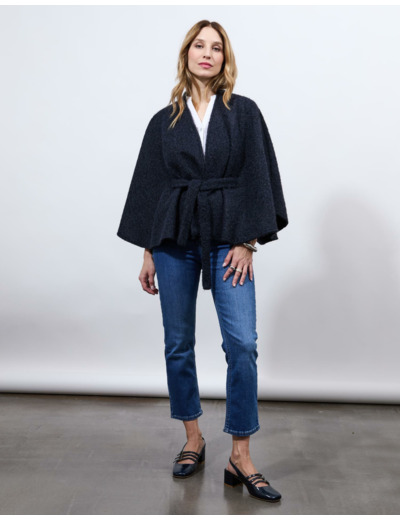 Cape en aspect lainage unie MARINE Femme