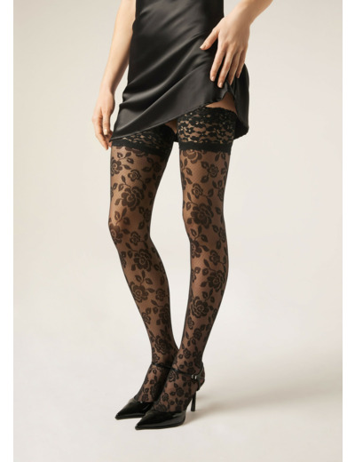 Bas autofixants voile à fleurs