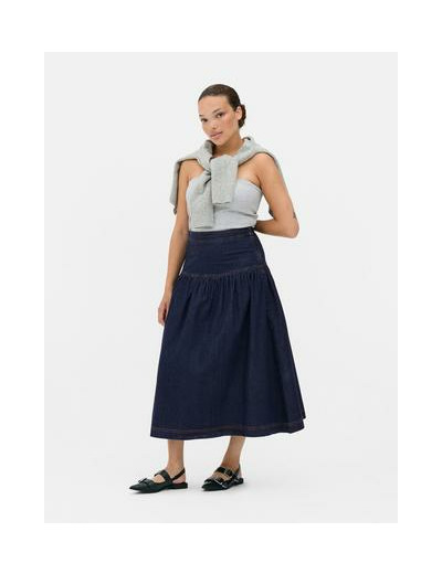 Jupe mi-longue évasée en jean