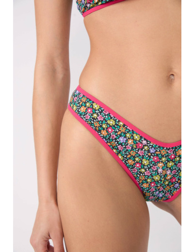 Brésilien high leg bas de maillot fleuri
