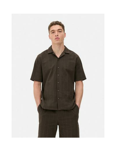 Chemise rayée en crêpe à manches courtes