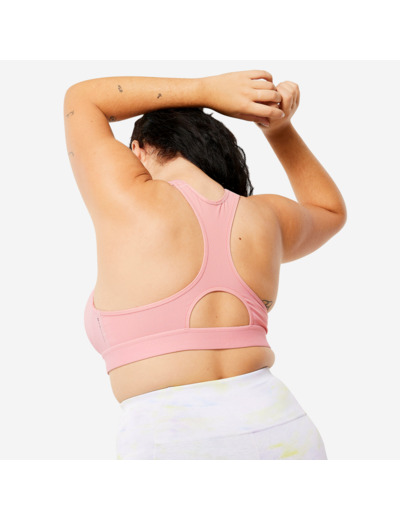 Brassière zippée avec coques maintien fort Femme, Rose