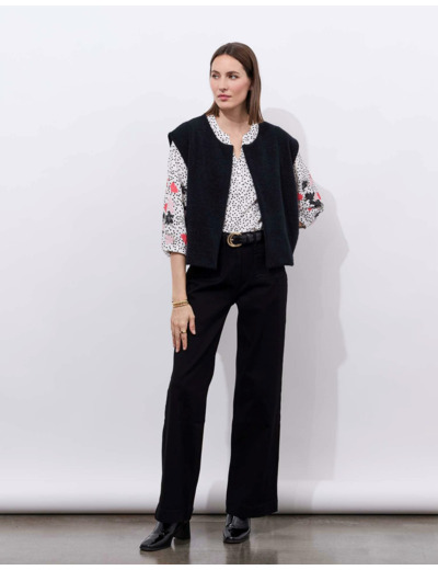 Blouse manches 3/4 imprimée BLANC Femme