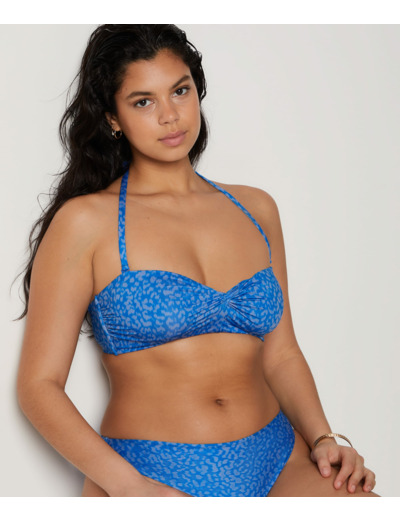 Bandeau armaturé haut de maillot imprimé léopard