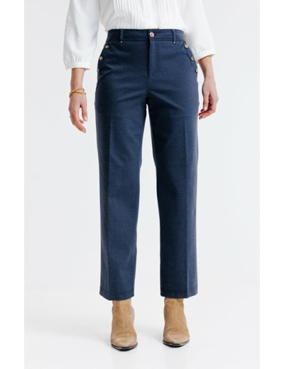 Pantacourt maille aspect jean