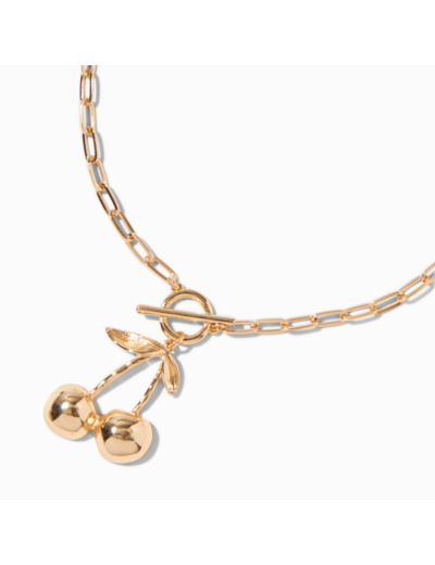 Cherry Toggle Paperclip Chain Pendant Necklace
