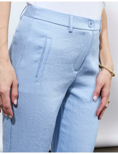 Pantalon long droit uni BLEU CIEL Femme
