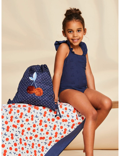 Sac à dos bleu marine à pois blancs