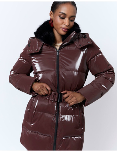 Doudoune mi-longue unie BORDEAUX Femme