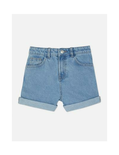 Shorts mom en denim à revers