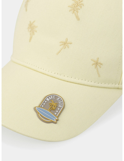 Casquette jaune brodée palmiers