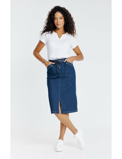 Jupe midi en denim brut