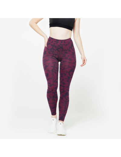 Legging de fitness en coton femme, violet cerise