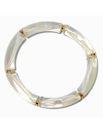 Bracelet élastique tubulaire iridescent blanc