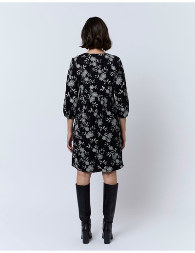 Robe courte imprimé à fleurs NOIR
