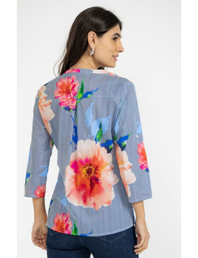 Tunique rayée imprimé fleur