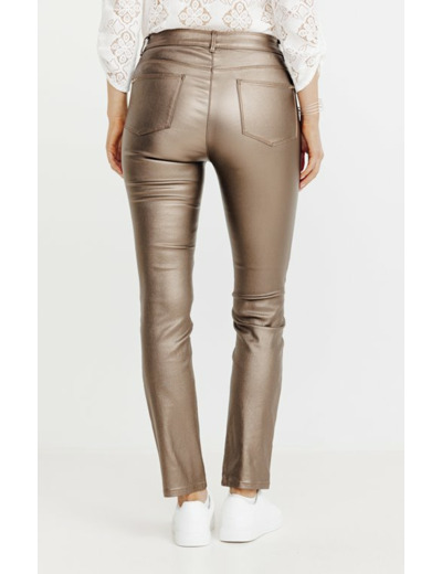 Pantalon enduit coupe slim détails lurex
