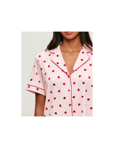 Chemise en jersey côtelé avec motifs cœurs et coccinelles