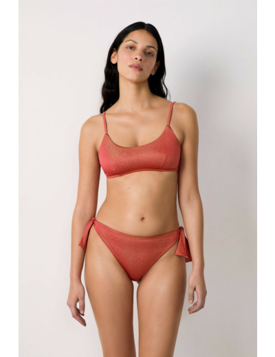 Brassière haut de maillot à nouer pailleté