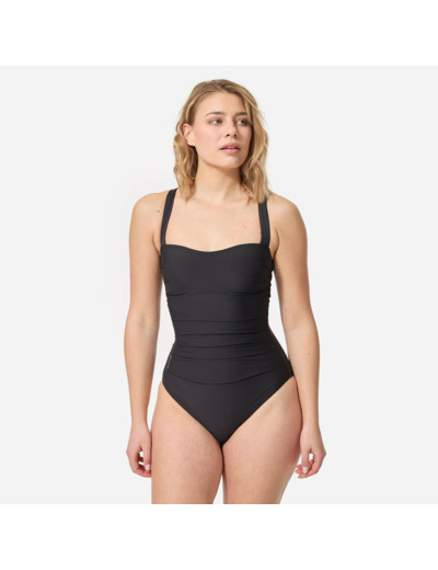 Maillot de bain 1 pièce femme gainant à effet ventre plat DORA NOIR