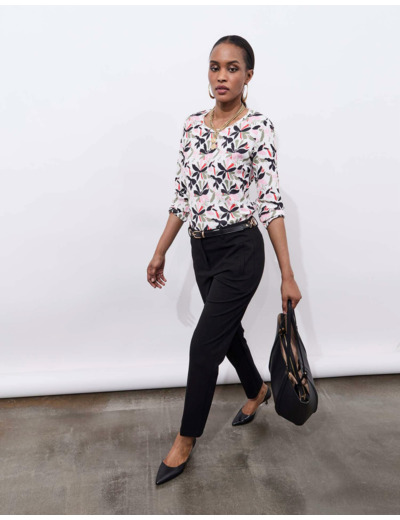 Top manches 3/4 imprimé ECRU Femme