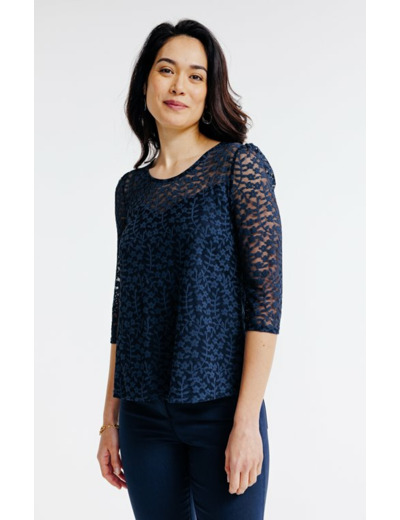 Tee-shirt dentelle manches 3/4