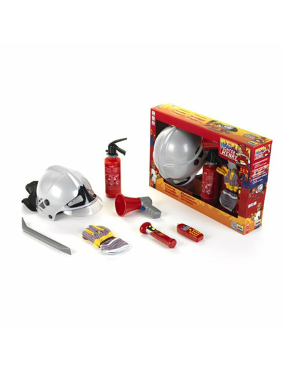 SET POMPIER AVEC CASQUE ET MÉGAPHONE - 7 PIÈCES