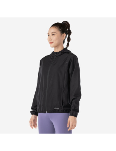 Veste coupe-vent de running Femme - KIPRUN Run 100 Wind Noire