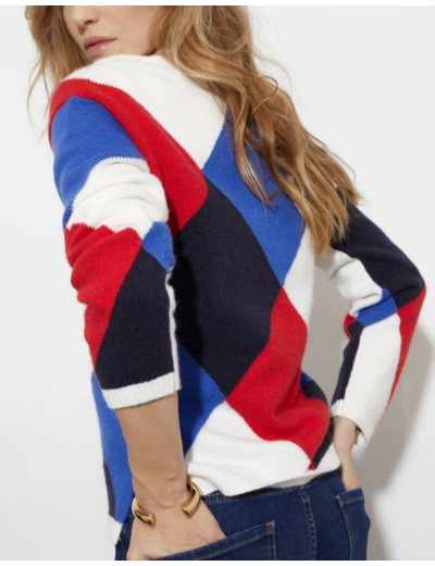 Pull épais color bloc BLANC Femme