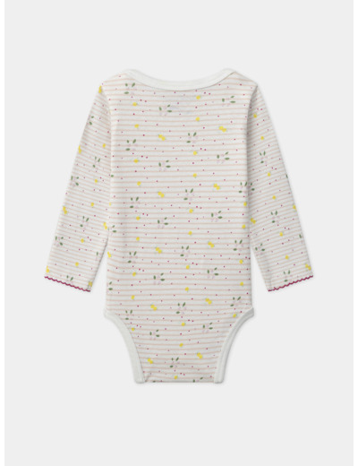 Lot de 3 bodies bébé fille à manches longues en coton issu de l'agriculture biologique